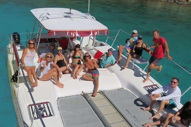 Full or Half Day Private Power Catamaran- USVI Beach and Snorkel - Leaving Red Hook on a 36-foot catamaran