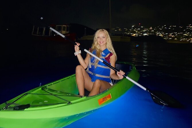 Glow Boats LED Night Kayak, Marriott Frenchman's Cove Dock, USVI - Searching the dark water for marine life