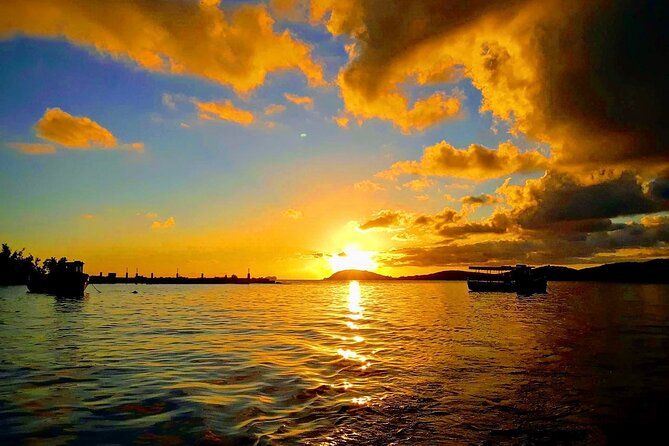 Luxury Catamaran Champagne Sunset Cruise - Charlotte Amalie Harbor after dark